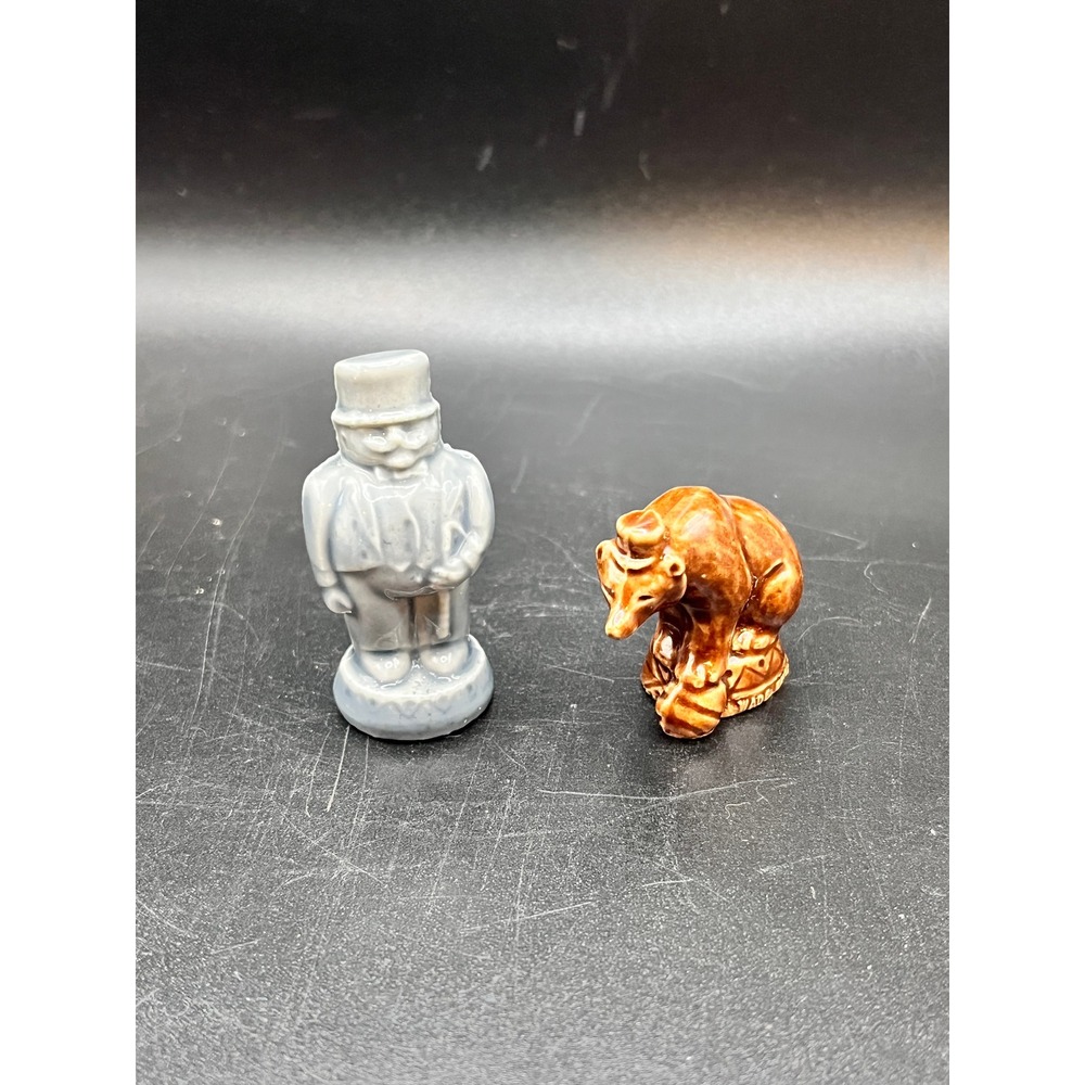 Vtg Wade Whimsies England Circus Bear Ringleader Figurine Trinket‎ Pair Circus